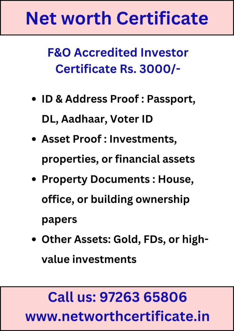 Accredited Investor Certificate for F&O